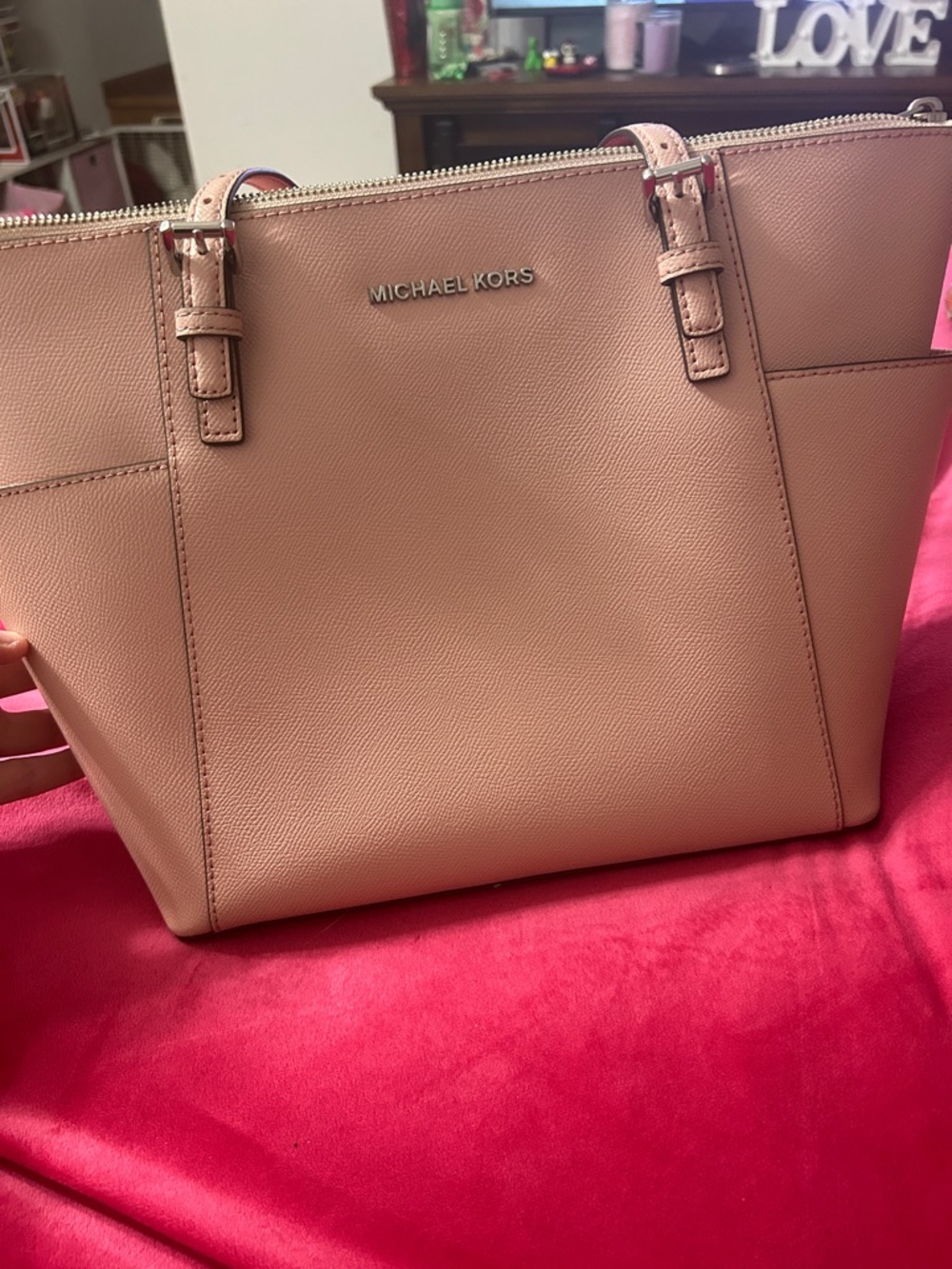 Michael Kors Blush Pink Saffiano Tote with Silver Hardware